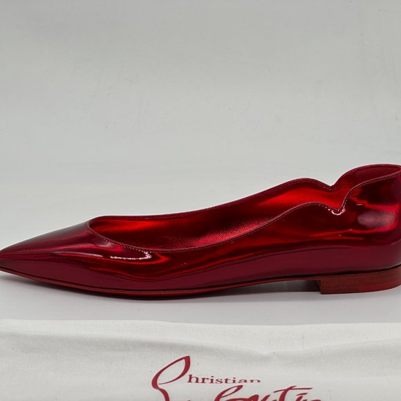 Christian Louboutin HOT CHICKITA Scallop Patent Ballerina Flat Shoes Loubi - Picture 6 of 16